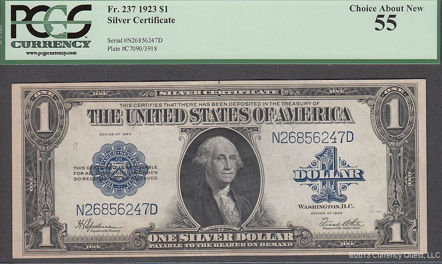 Fr.237, 1923 $1 Silver Certificate, Choice About New
